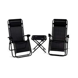 Set de Reposeras Gravedad Zero LE60040-SET con Mesa Negro