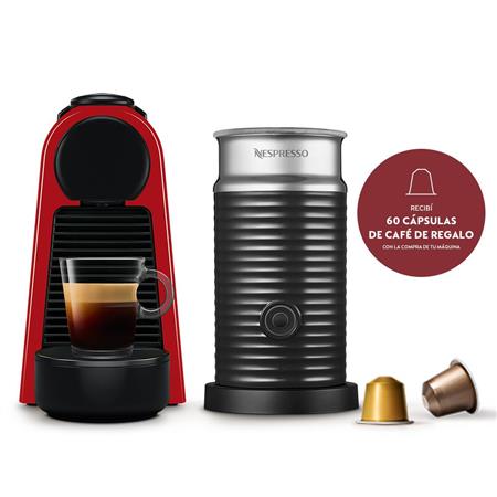 Cafetera Nespresso Essenza Mini D30 0.6 Litros Roja + Aeroccino